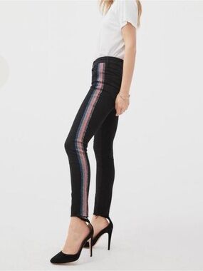 MOTHER Denim Size 24 Guilty Glitter Racer High Waisted Looker Ankle Fray Jeans
